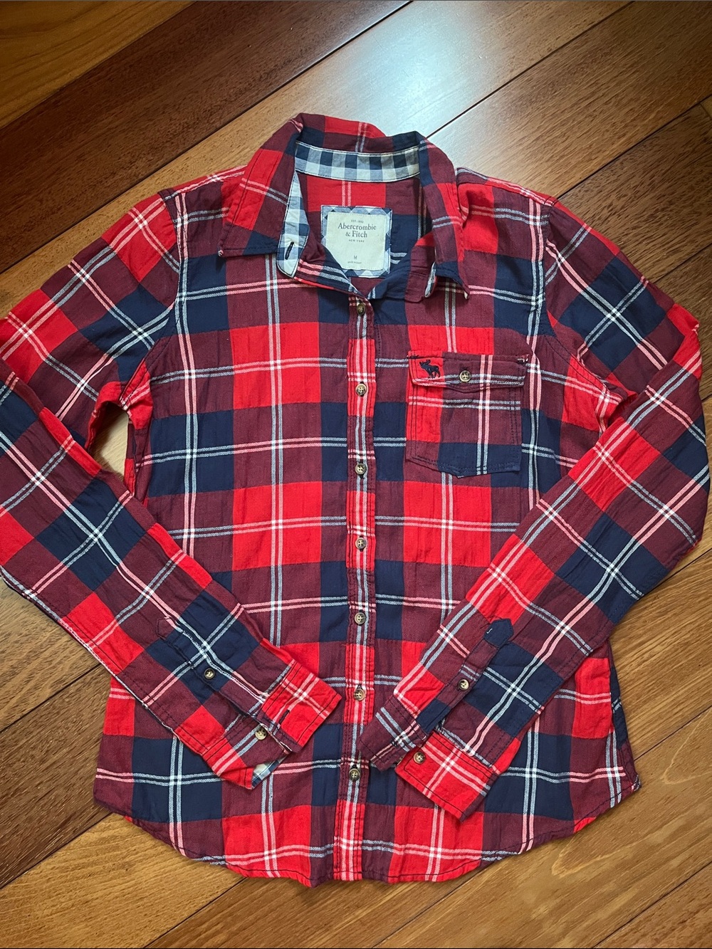 NWOT Y2K Abercrombie Moose Logo Flannel Plaid Shirt